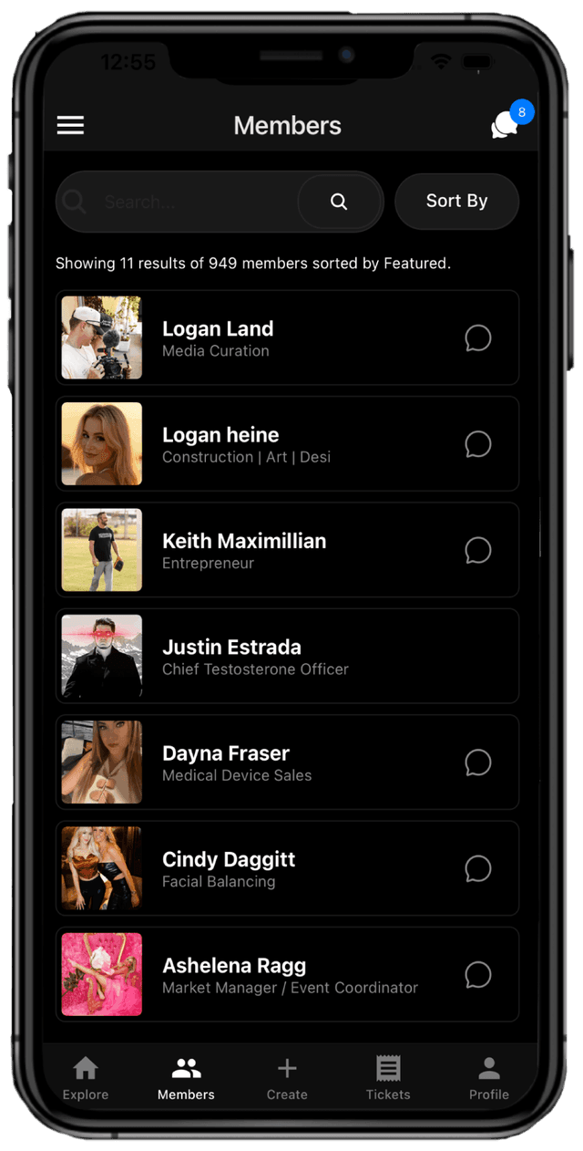 Members screen on iOS