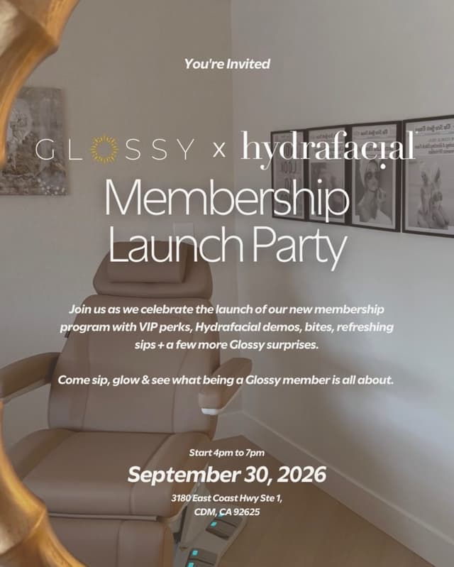 Glossy Skin Lounge Membership Launch Party flyer